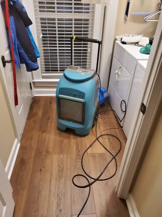 Commercial dehumidifier deployed for Flood Damage Cleanup in Glen Ridge