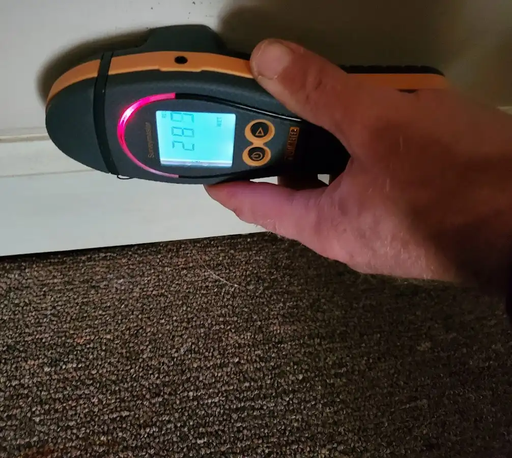 Moisture detection at baseboard during Sewage Cleanup & Sanitation in Glen Ridge